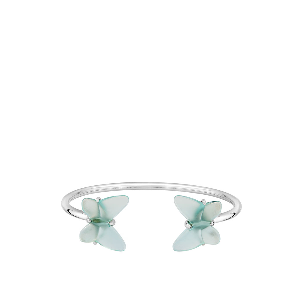 Lalique Papillon Flexible Bracelet, Silver, Green Crystal, Small